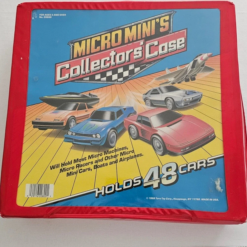 Vintage 1988 Micro Mini's Collectors Case Red Vinyl Holds 48 Cars Tara Toy 20800